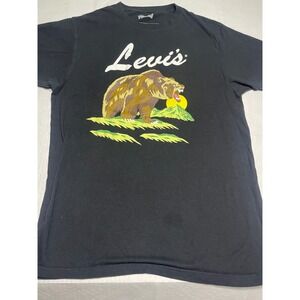 Levi's Black T Shirt Graphic Bear Mountain Sun Men's Size M